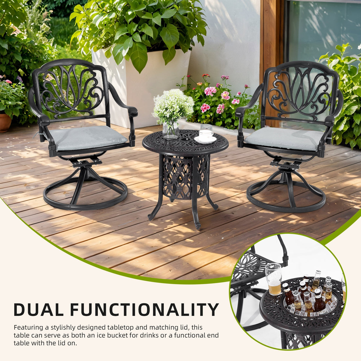 21-Inch Side Table with Removable Ice Bucket