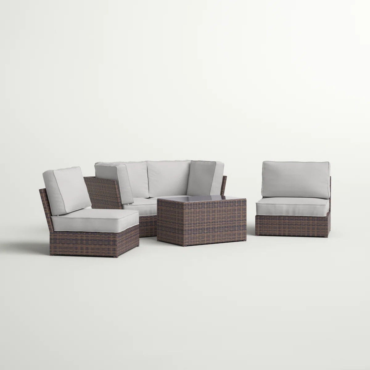 Comfortable Modern Patio Rattan Sectional Set With Cushions