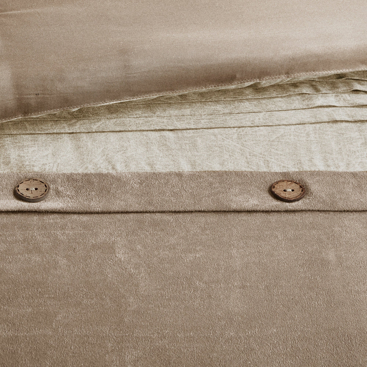 Tan Faux Suede King Comforter Set with Hypoallergenic Filling - 7 Piece