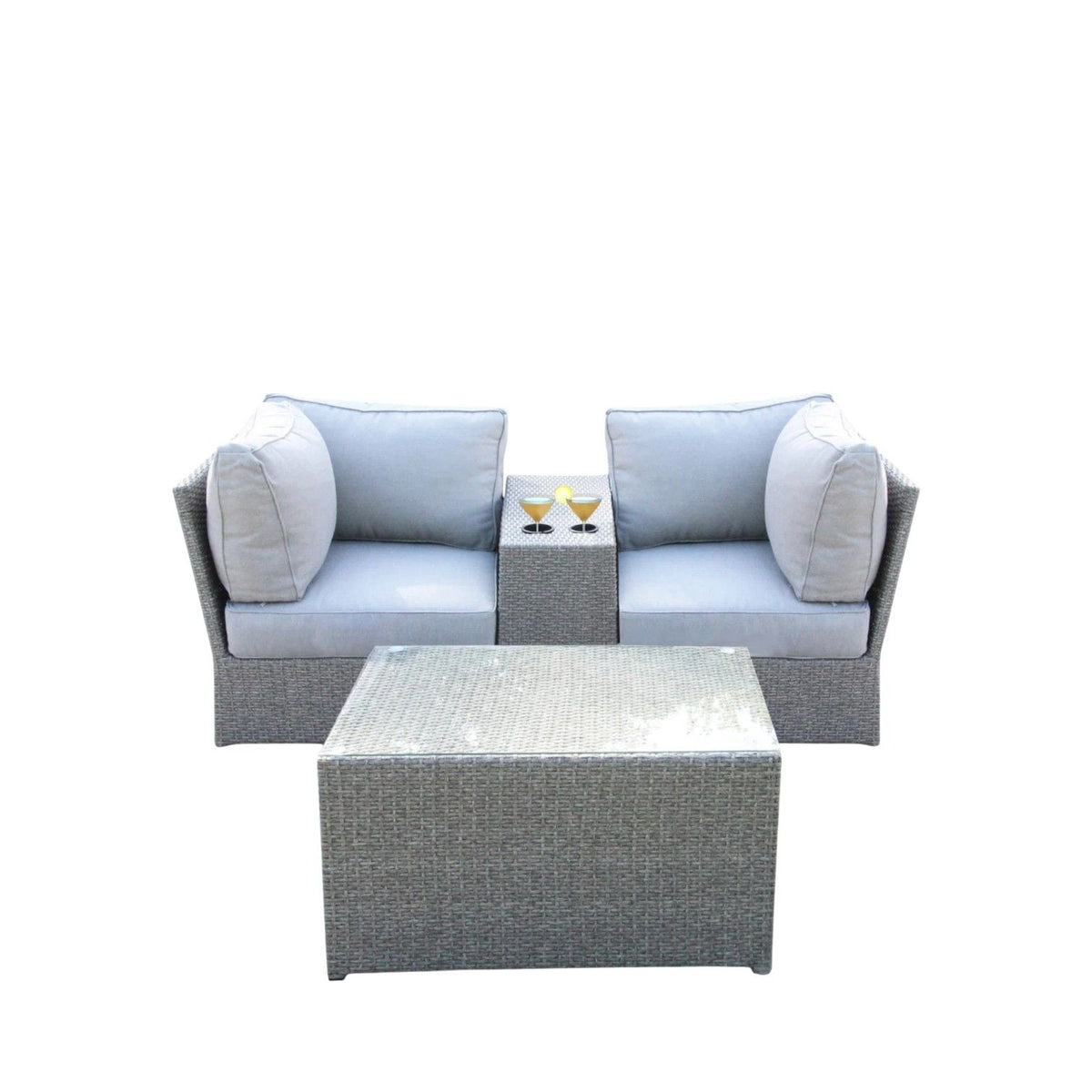 Comfortable Modern Patio Rattan Sectional Set With Cushions