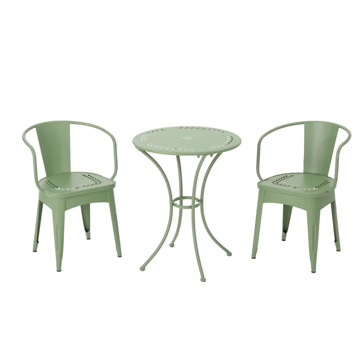 Ambrosia 3 Piece Bistro Set With Leaf Motifs Top And Seat