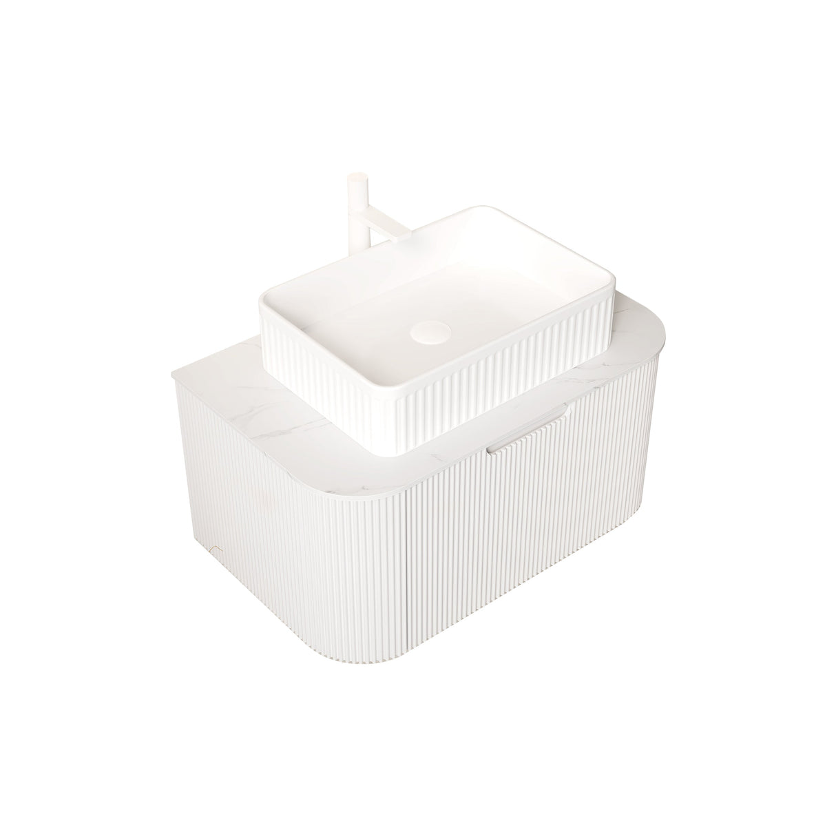 DINA 30" Bathroom Vanity & Sink with Floating Curved Edges and Storage Drawer