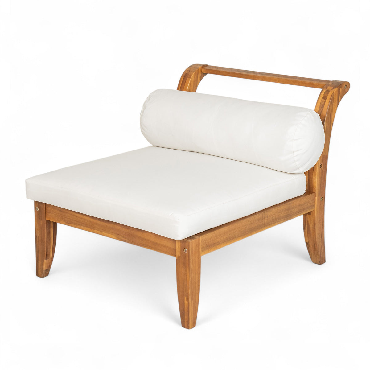 6 Piece Acacia Wood Outdoor Modular Sectional with Daybed - Teak Beige