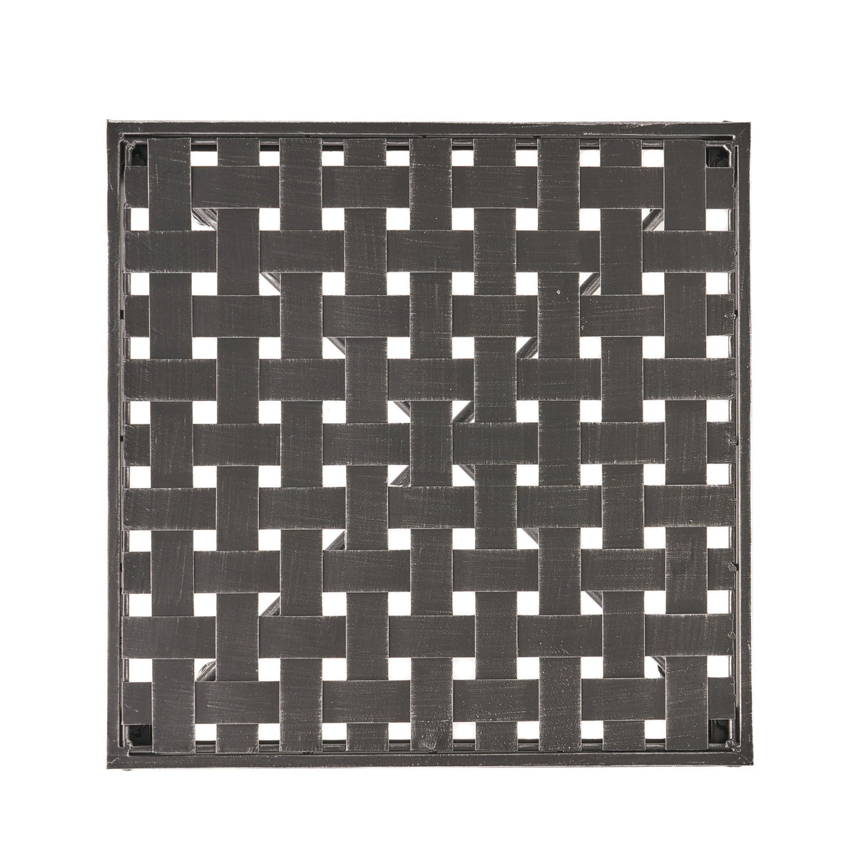Outdoor Square Side Table With X Shaped Iron Frame - Black