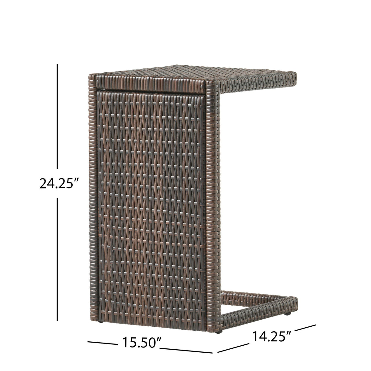 Bucharest C Shaped End Table Rattan - Brown