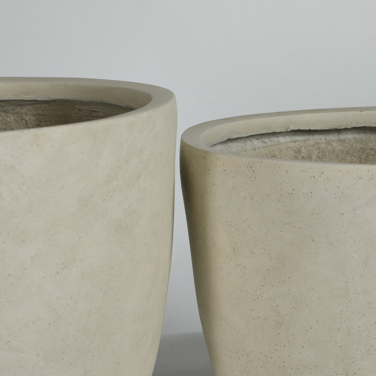 Round Concrete Planter Set of 2, Large Handmade Rustic Planter Pots