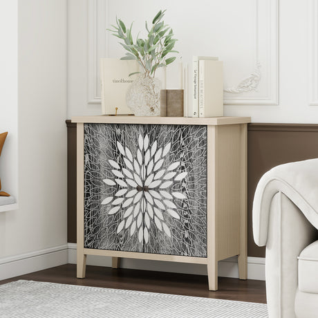 2-Door-Carved-Storage-Cabinet-with-Adjustable-Shelf-Grey-Cabinets-&-Storage