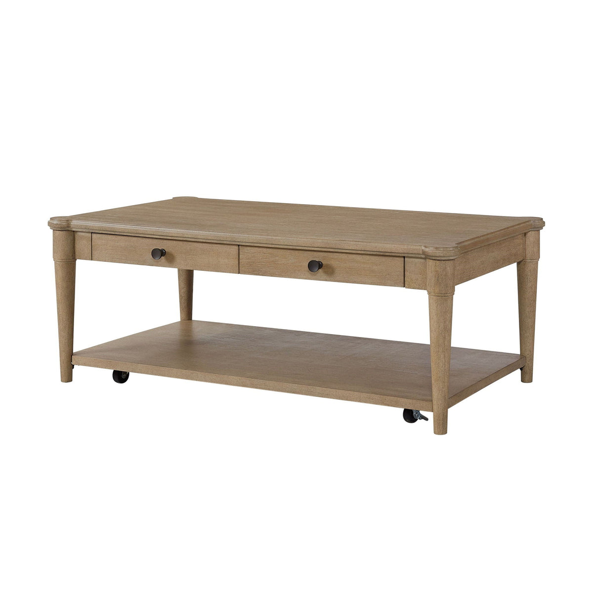 Cocktail Table With Two Storage Drawers And Casters