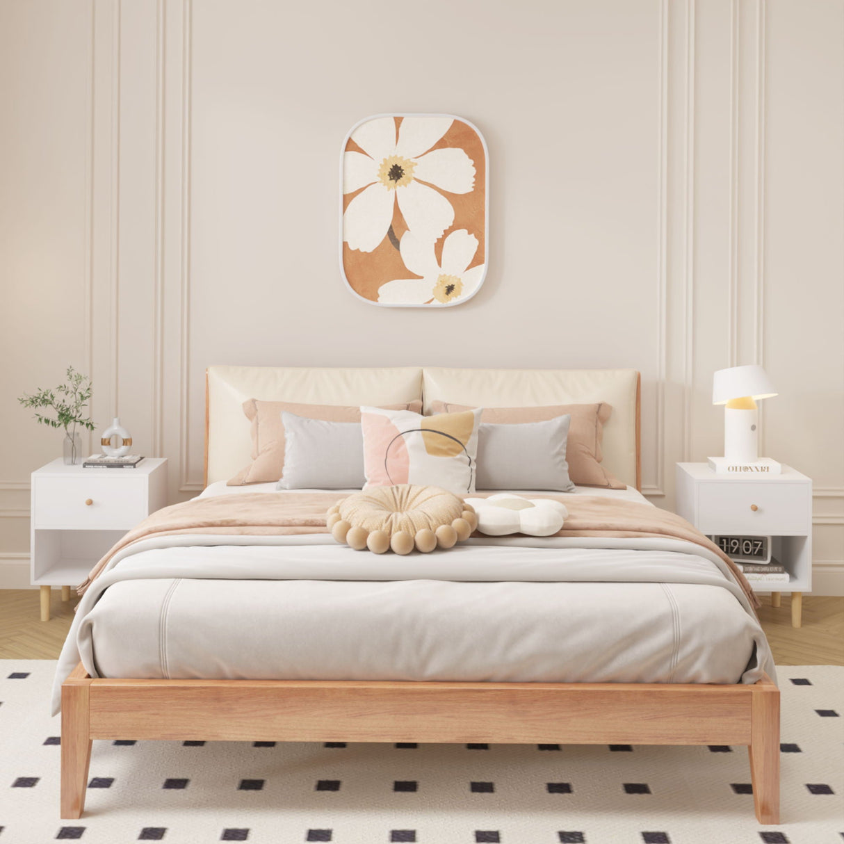 Nightstand With 1 Drawer And 1 Shelf - White