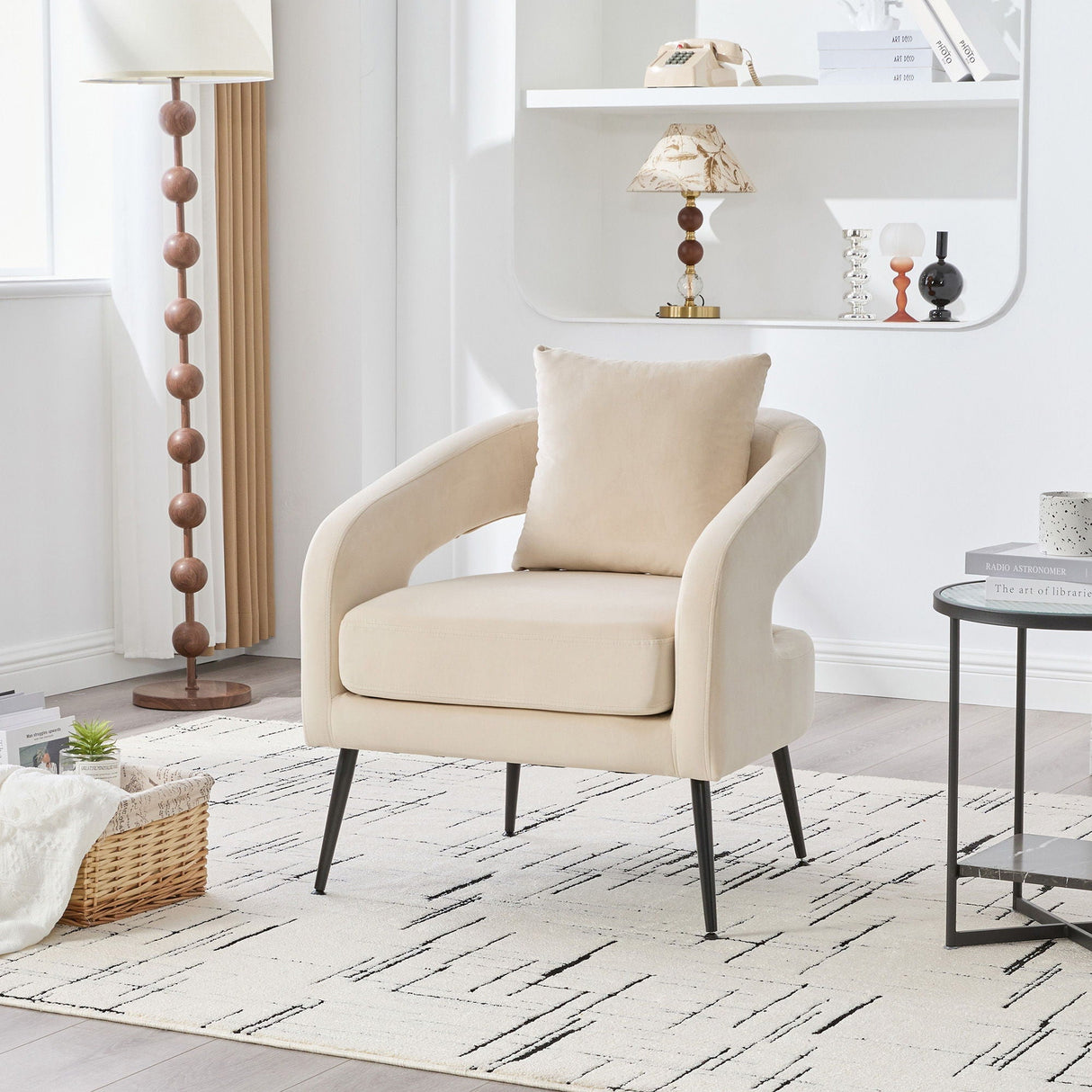 Open Back Accent Chair, Round Sofa Lounge Armchair