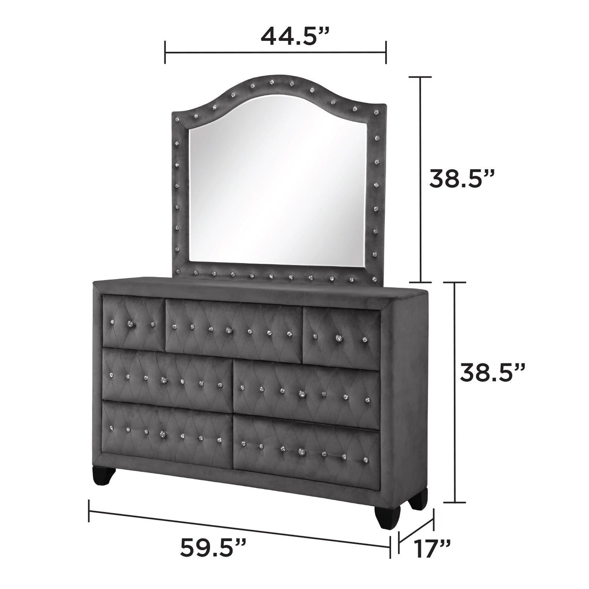 Sophia - Tufted Mirror - Gray