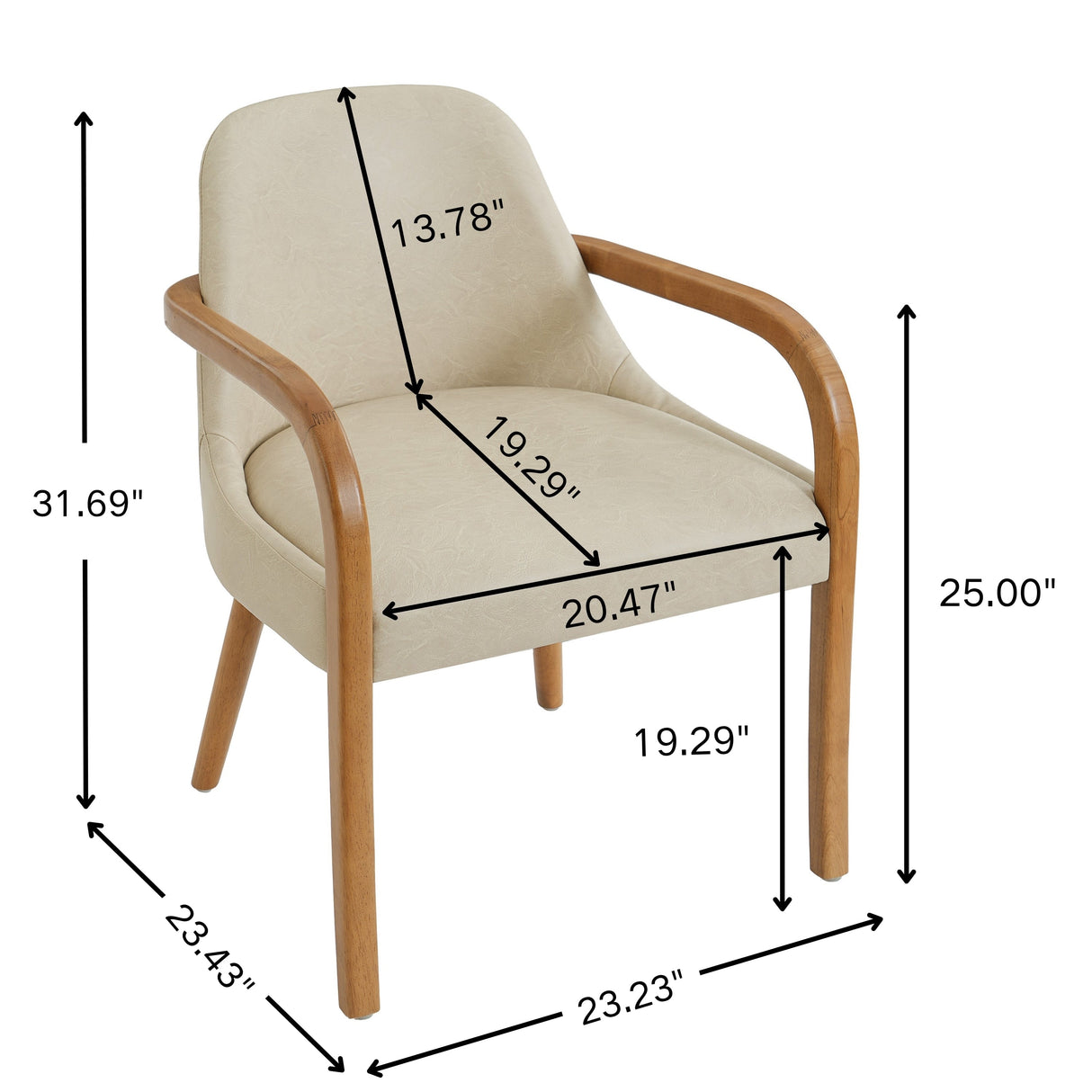 5 Piece Indoor Dining Set, 68.75" Dining Table & 4 Khaki PU Dining Chairs