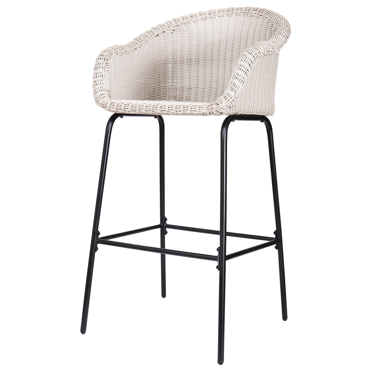 Ladd Outdoor Metal Wicker Barstool Light Gray Faux Wicker Set of 2
