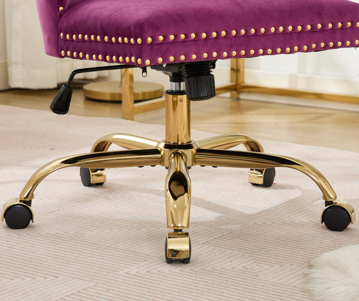 Office Chair Modern Velvet Upholstered Tufted Button Purple