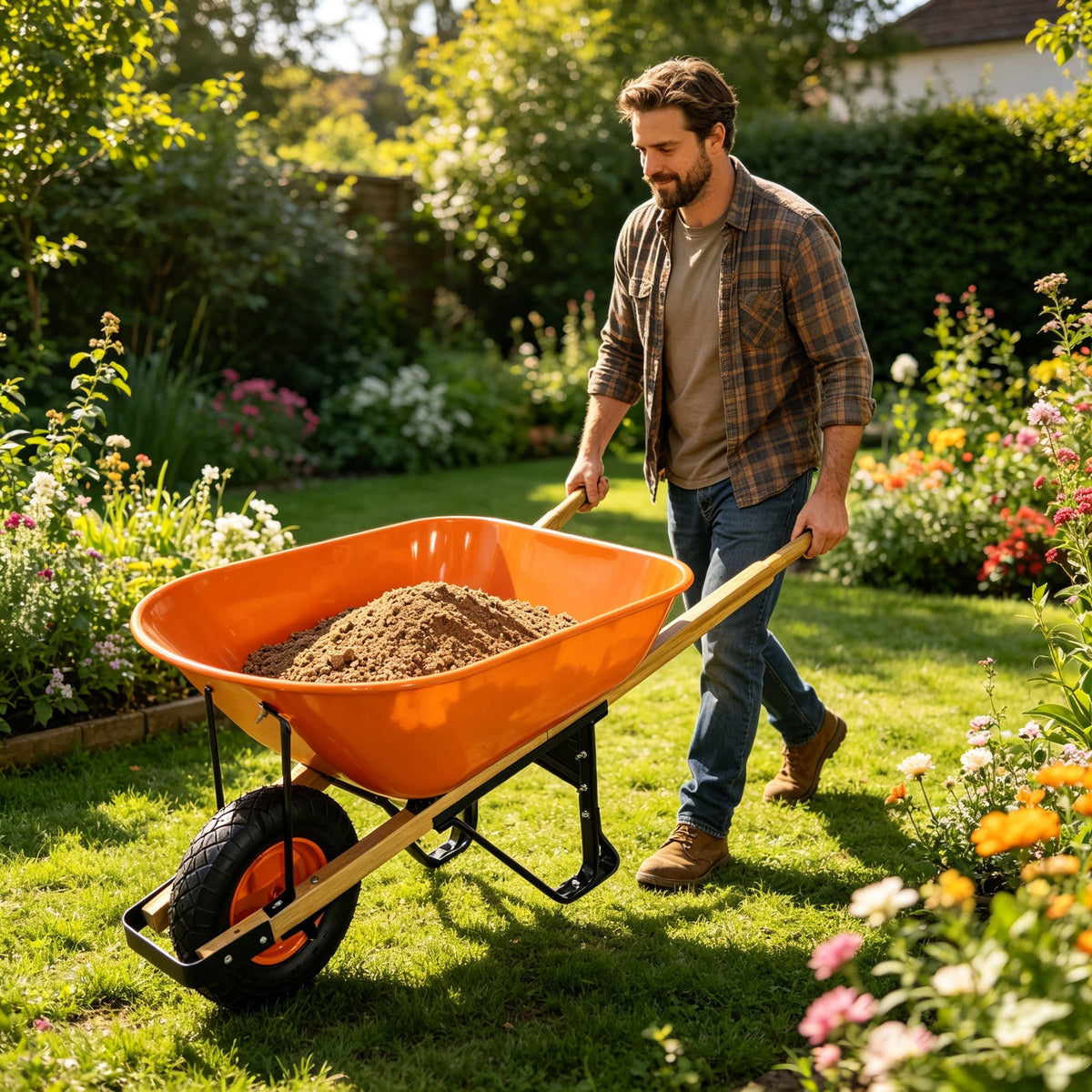 Steel Tray Wheelbarrow with Two Wheels – ABS+Steel Construction - Black or Blue