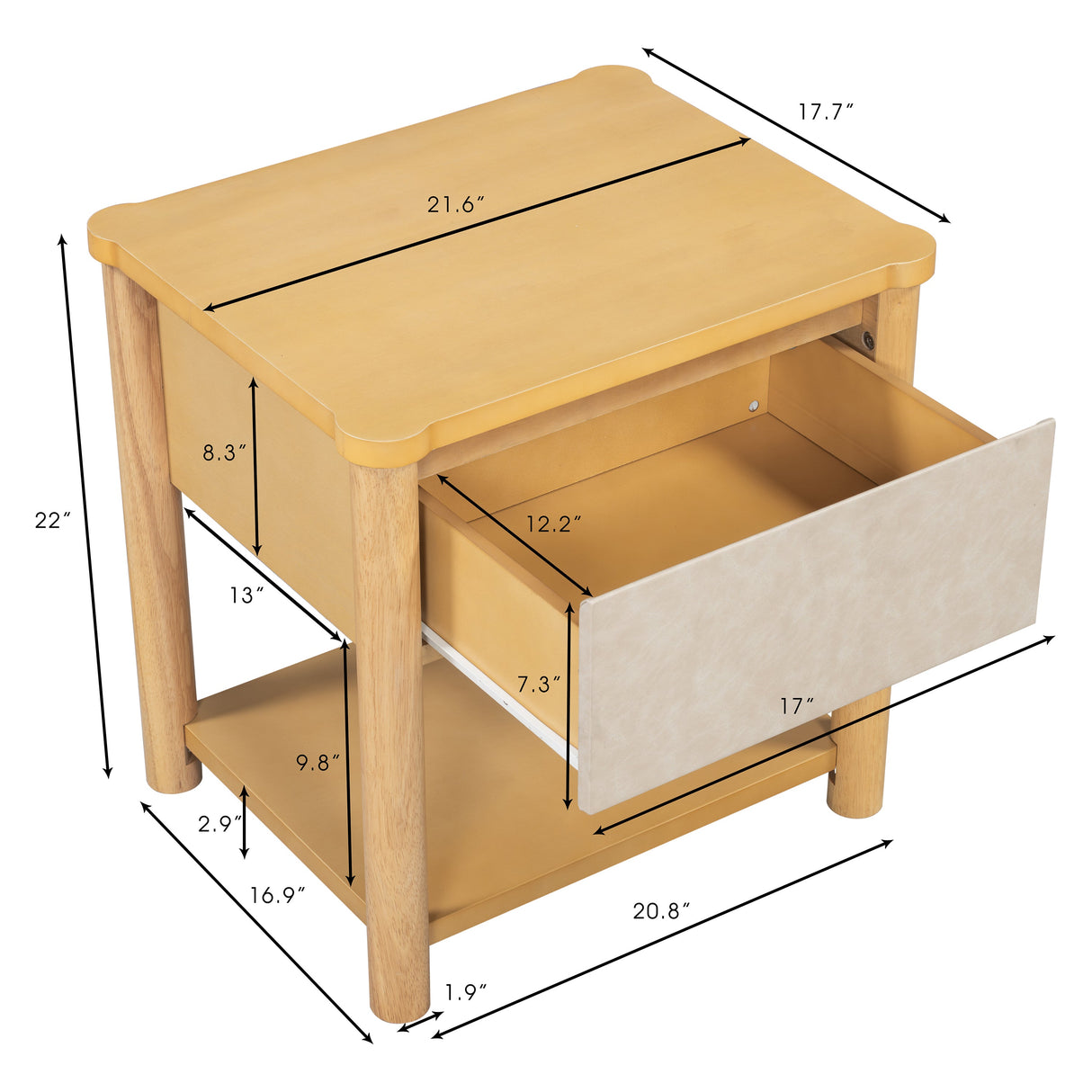 Wood Nightstand Set of 2