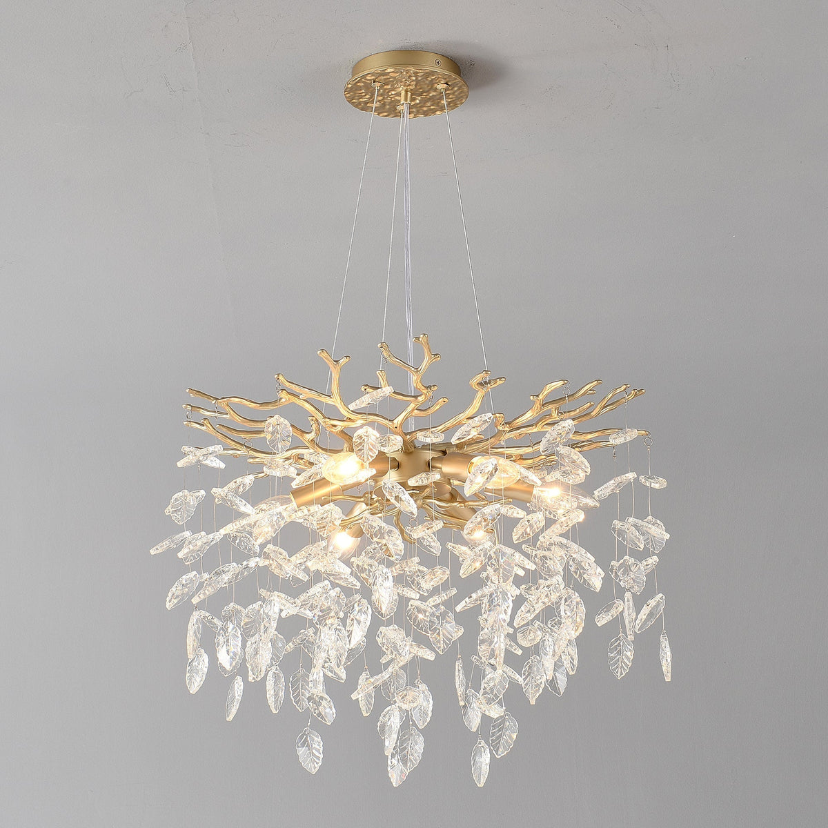 6-Light Chandelier Crystal Ceiling Lamp - Gold Finish