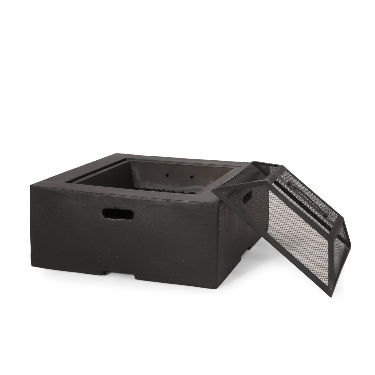 Outdoor 29' Square MgO Wood-Burning Fire Pit, Dark Gray