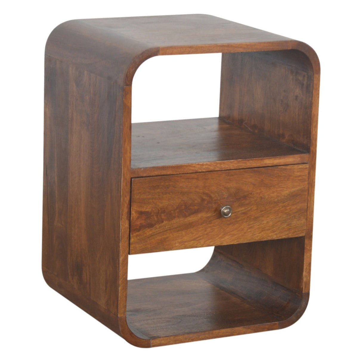 Solid Wood Chestnut Curved Edge Nightstand