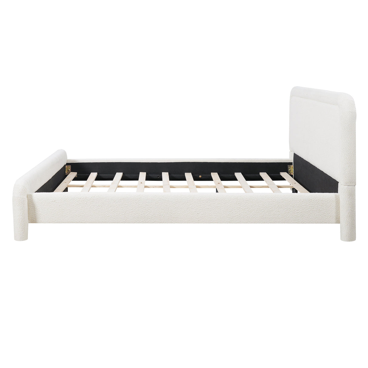Queen Size Upholstered Platform Bed Frame with Curved Headboard