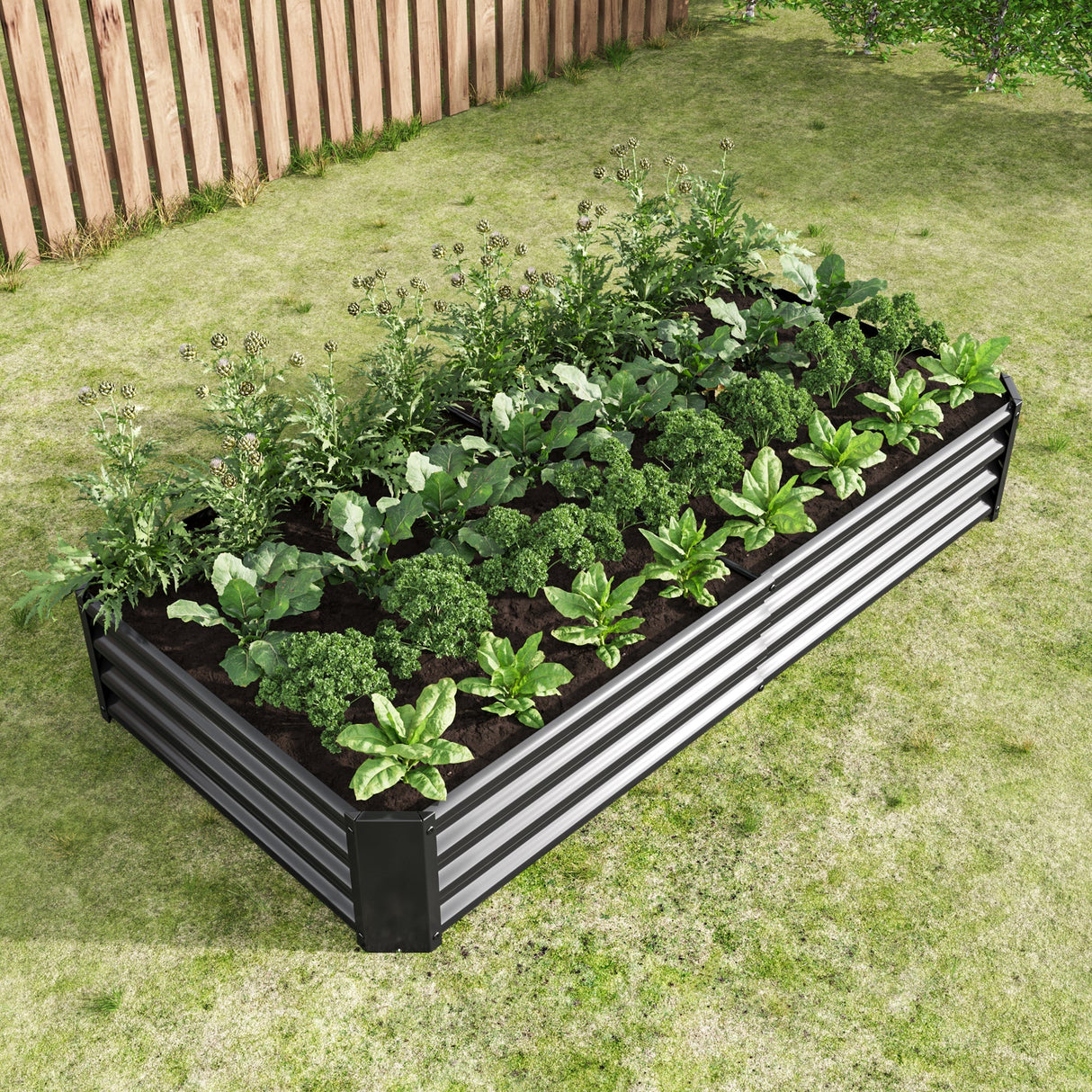 Raised Garden Bed Outdoor 6×3×1ft Metal Raised Rectangle Planter Bed