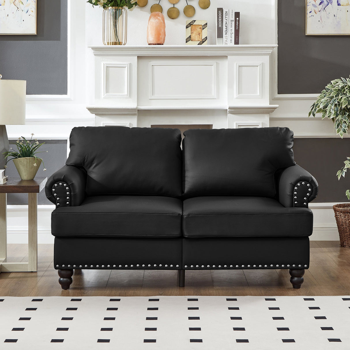 59.5" Modern Classic Design Loveseat Leather Couch