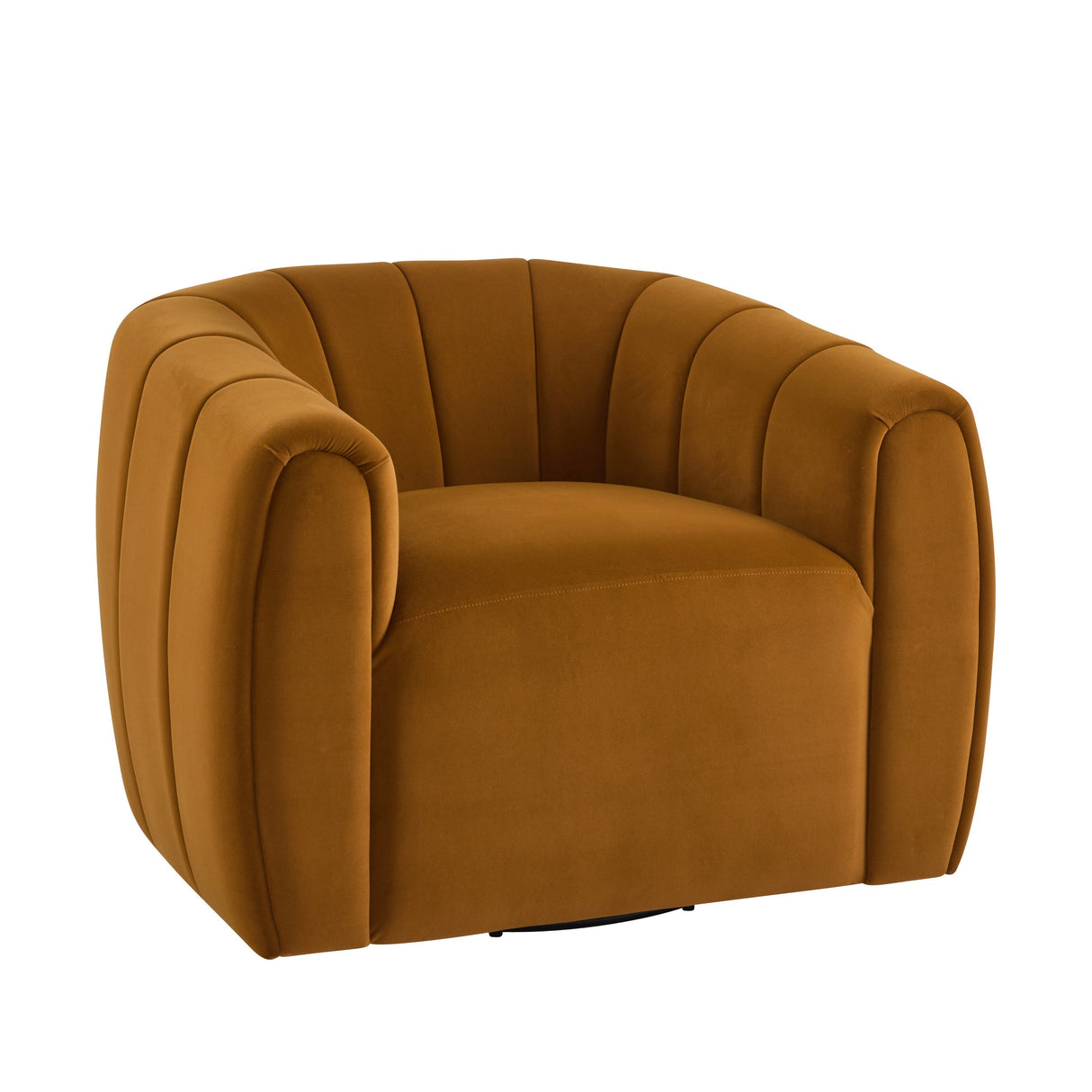 Modern Swivel Club Chair with Premium Velvet Tub Design in Dark Yellow