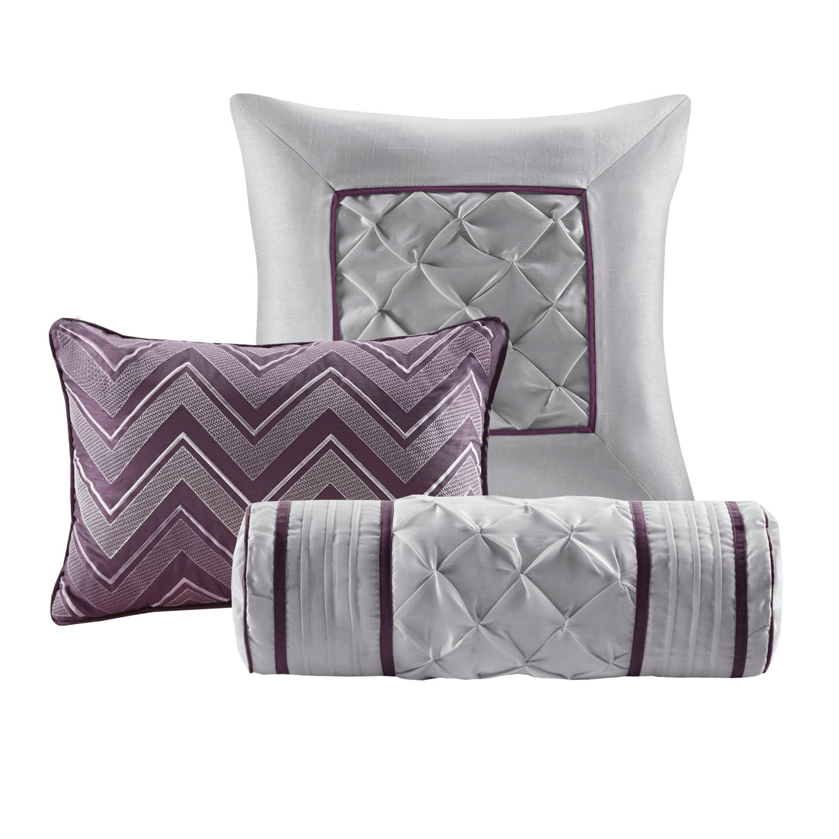 7-Piece Queen 100% Polyester Pieced Pleated Tufted Comforter Set