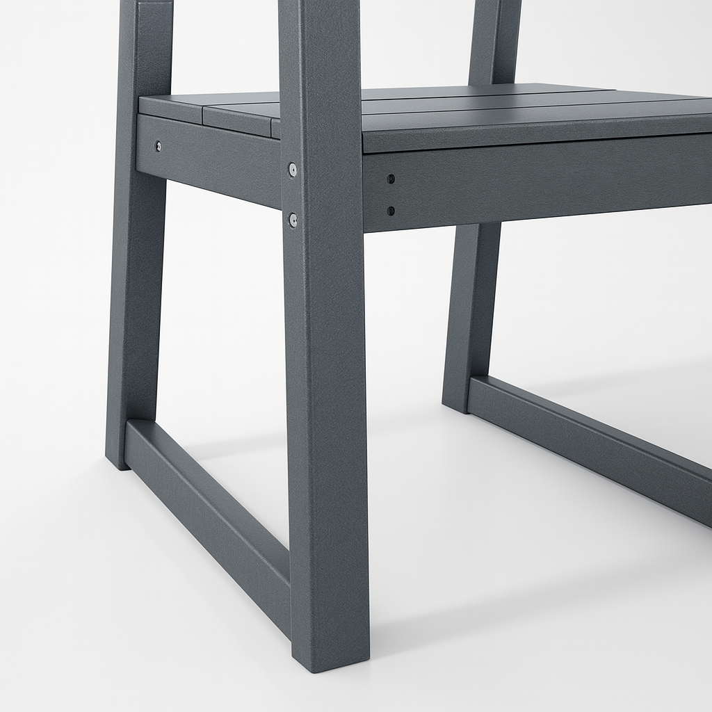 7-Piece HDPE Outdoor Dining Set for 6 – Weather-Resistant Patio Table with Umbrella Hole (Grey)