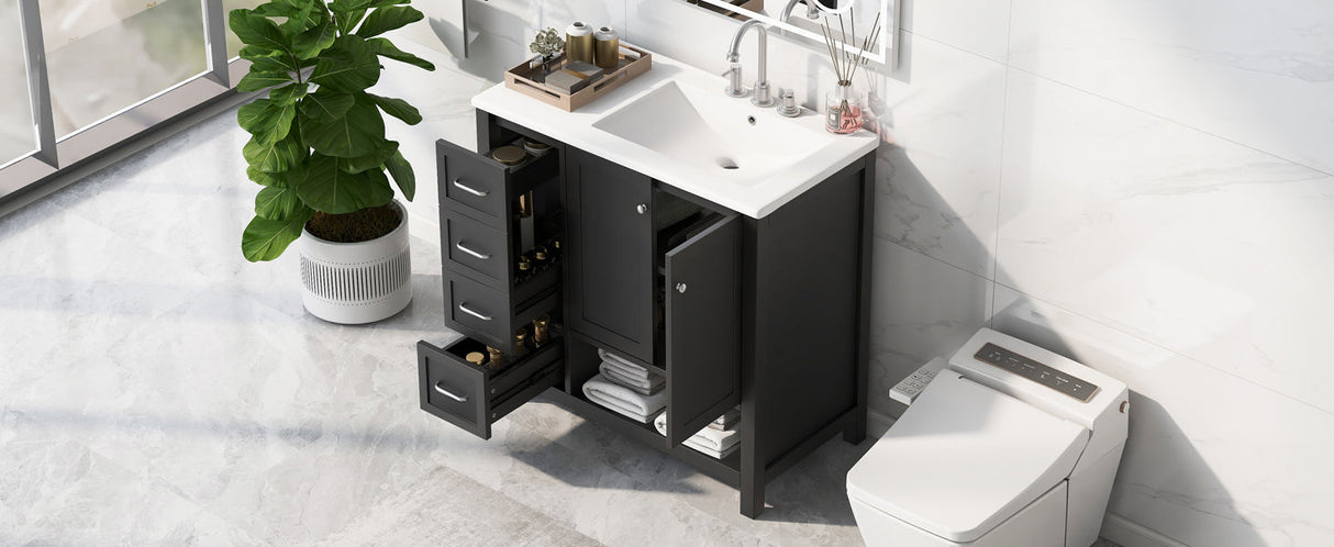 36" Bathroom Vanity with Sink Top and Storage Cabinet