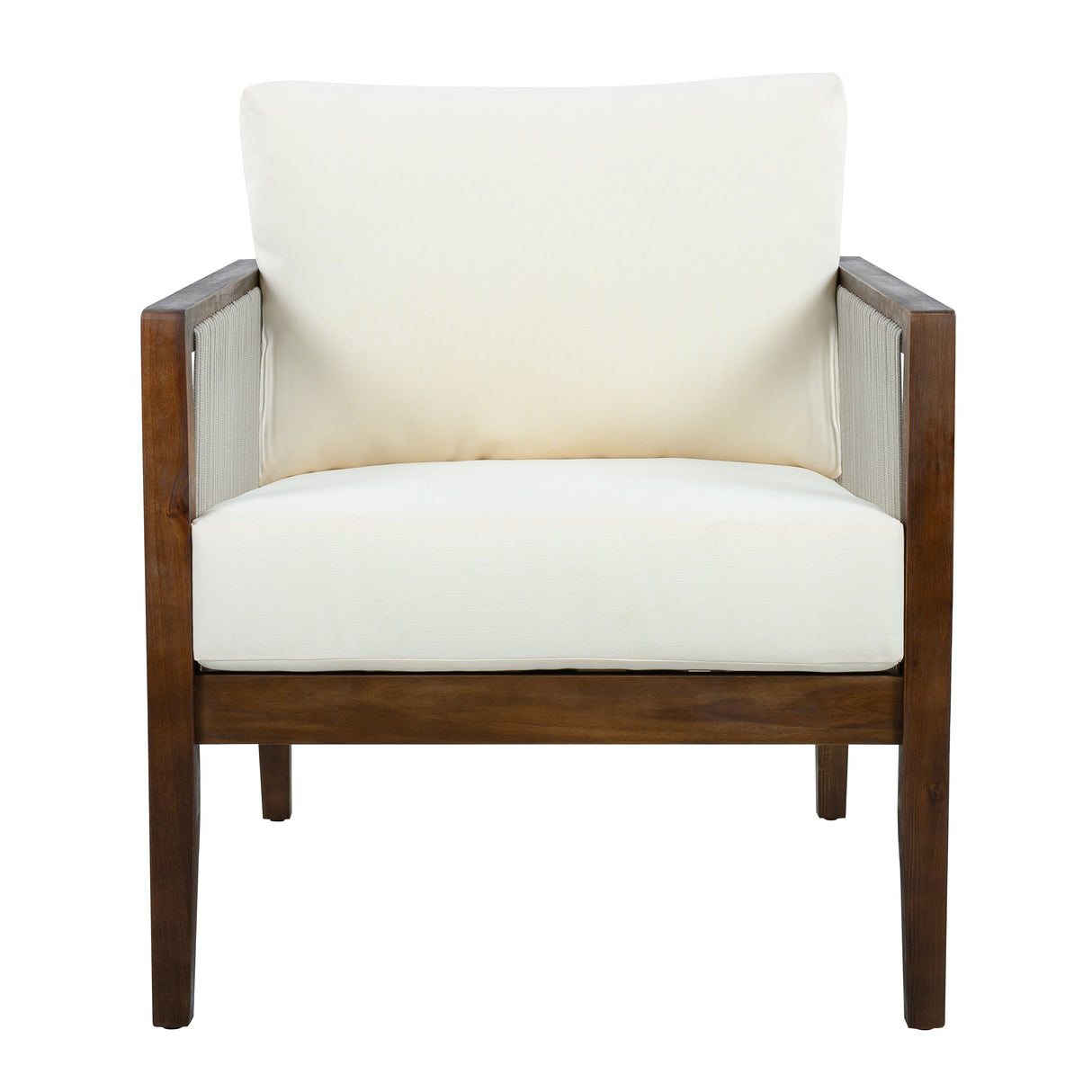 Outdoor Club Chair, Acacia Wood Frame with Rope Back, Water-Repellent