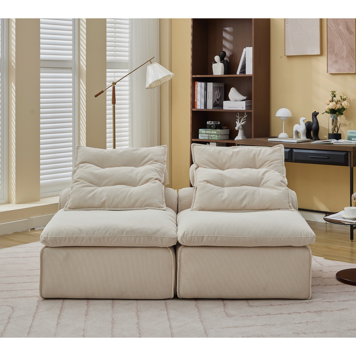 Modular Sofa with Neck and Lumbar Pillows - 2 Seats