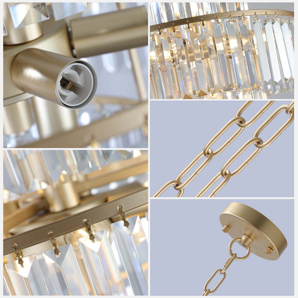 20' Modern Crystal Chandelier with Gold Finish, 4-Tier Design for Dining Room or Living Room, Elegant Crystal Pendant Light Fixture (Bulb Not Included)