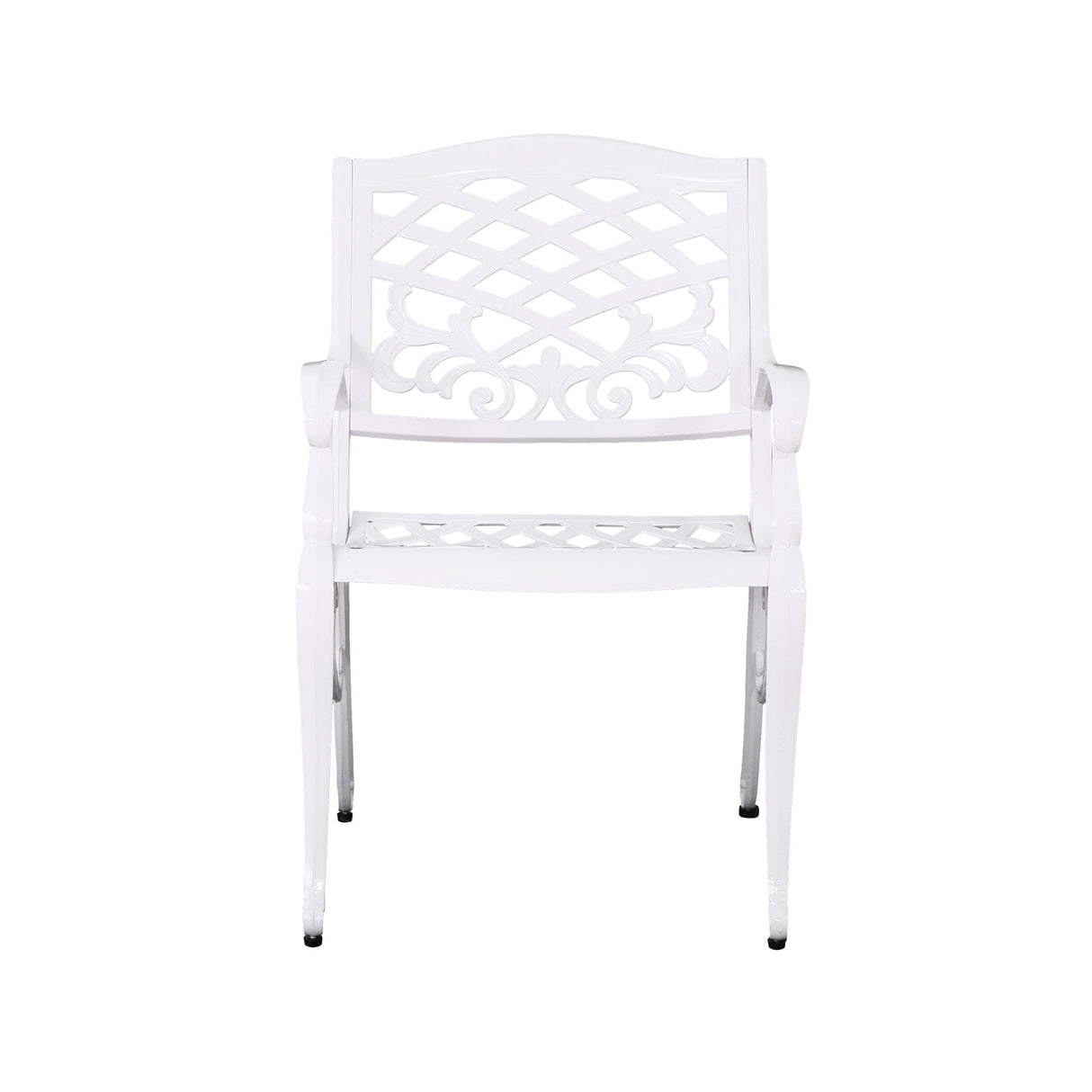 Unravel Outdoor Arm Chair With Scroll Design And Floral Accents (Set of 2) - White