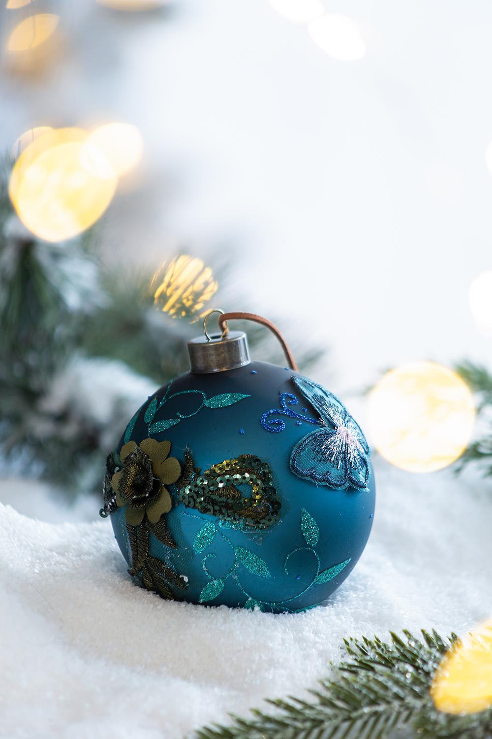Christmas Ball Ornaments Glass Decorative Hanging Balls Light Blue