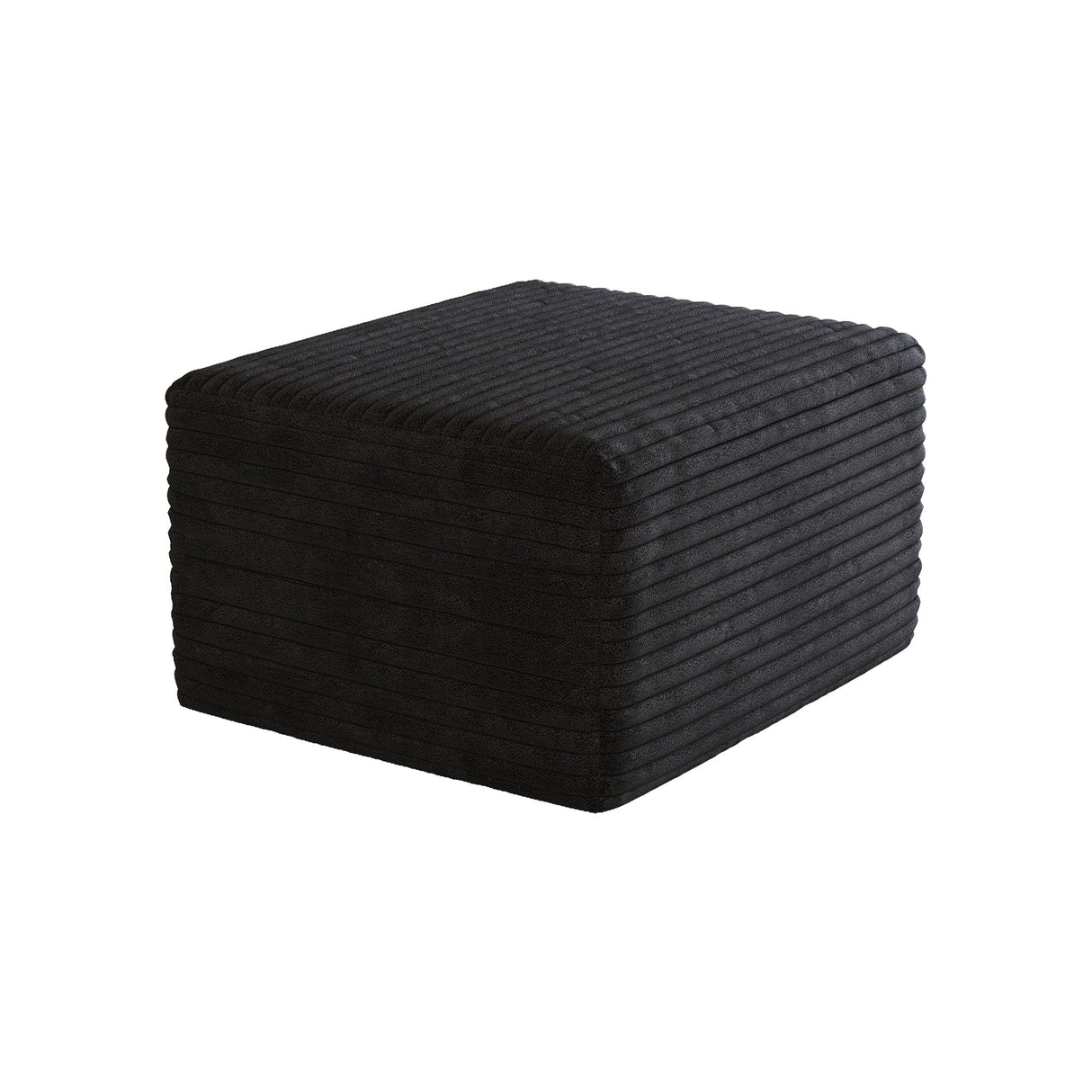 Black Plush Corduroy Sofa Ottoman - No Assembly Required