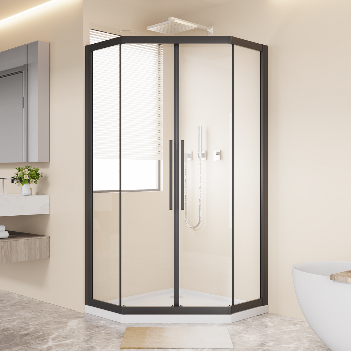 Neo-Angle Sliding Shower Enclosure 36"x72"