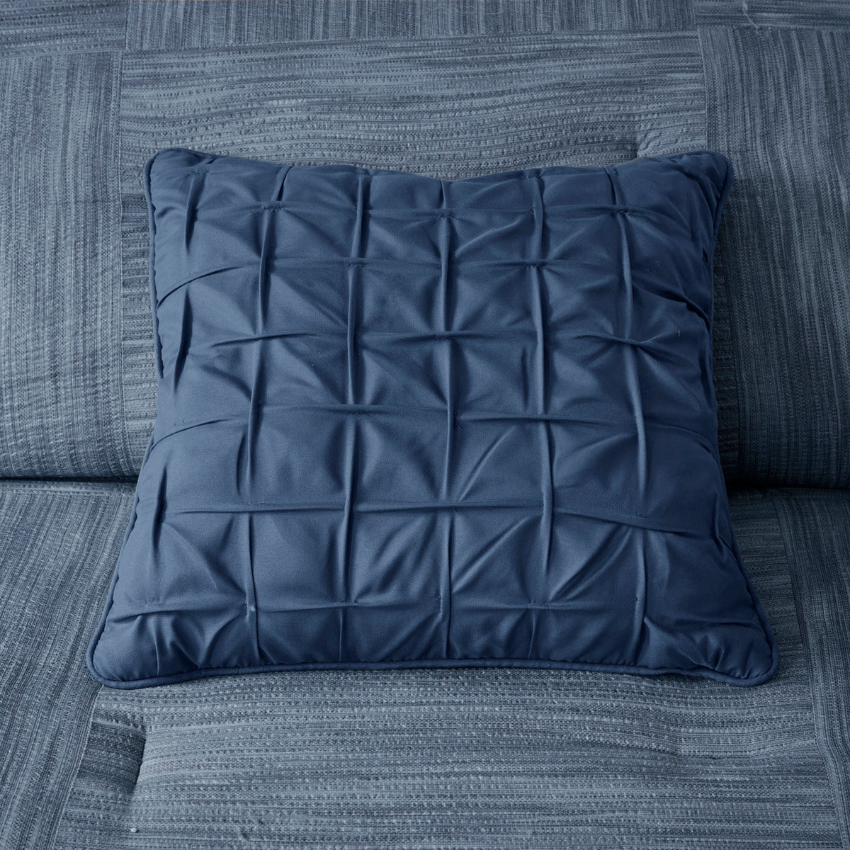 7 Piece Printed Seersucker Comforter Set Navy King