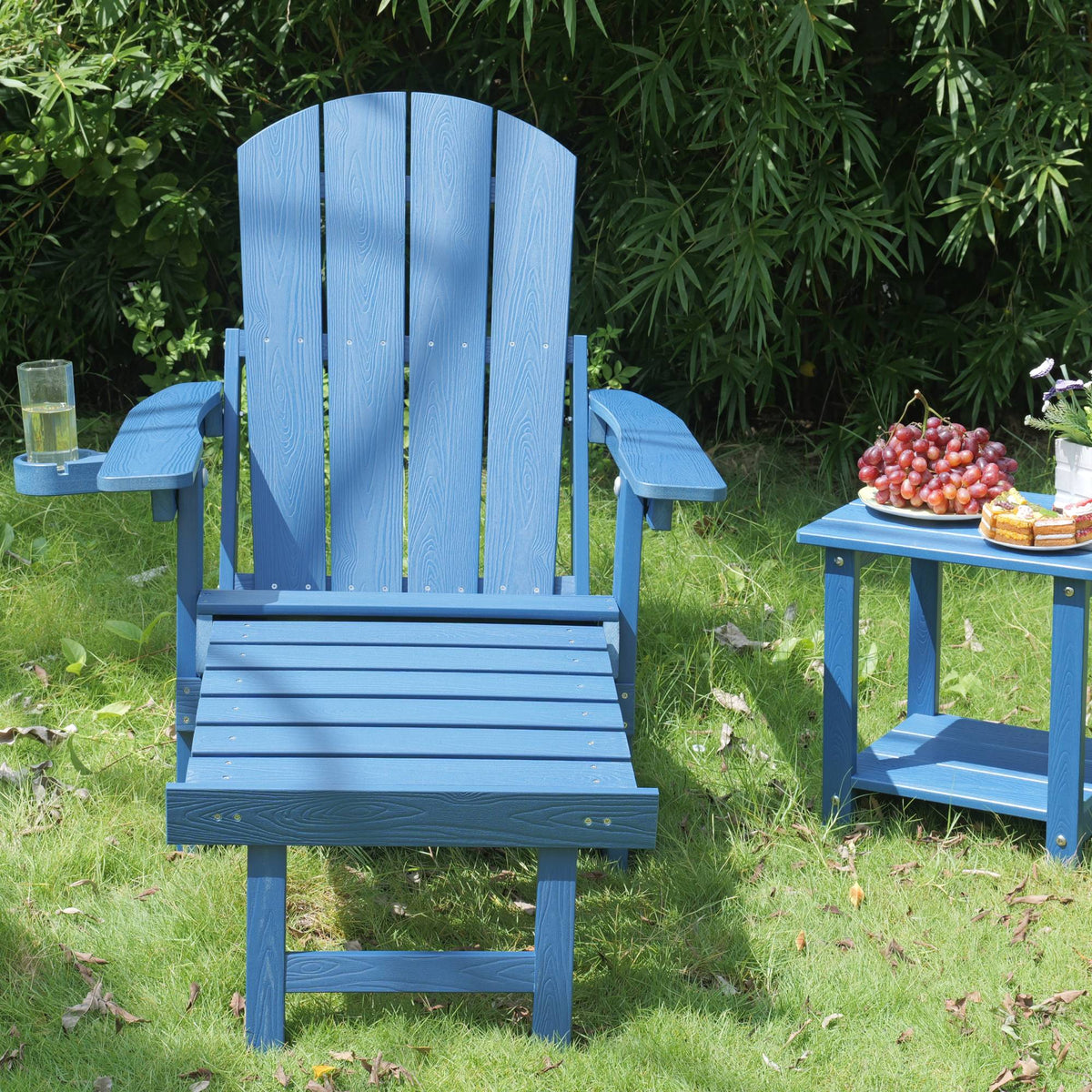 Outdoor Adjustable Lounge Chair with Cup Holder