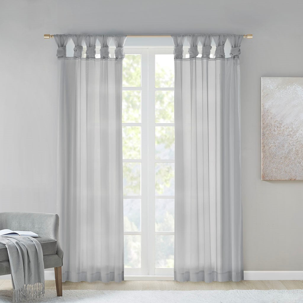 Twist tab voile sheer window pair