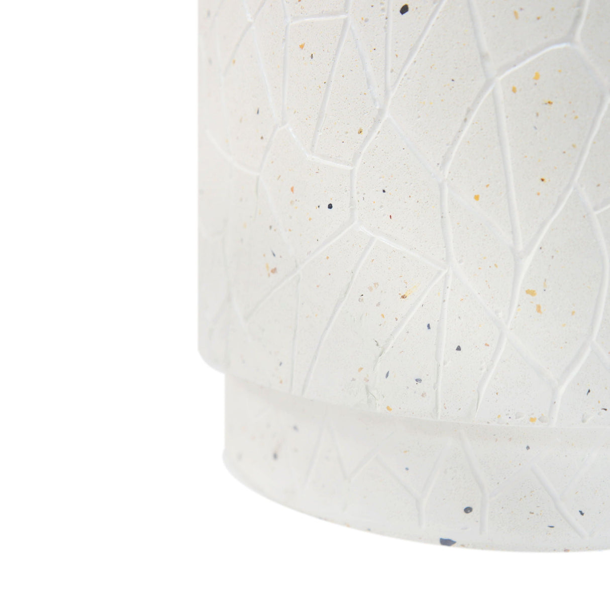 Outdoor Terrazzo Concrete Drum End Table, Living Room Accent Table - White Terrazzo