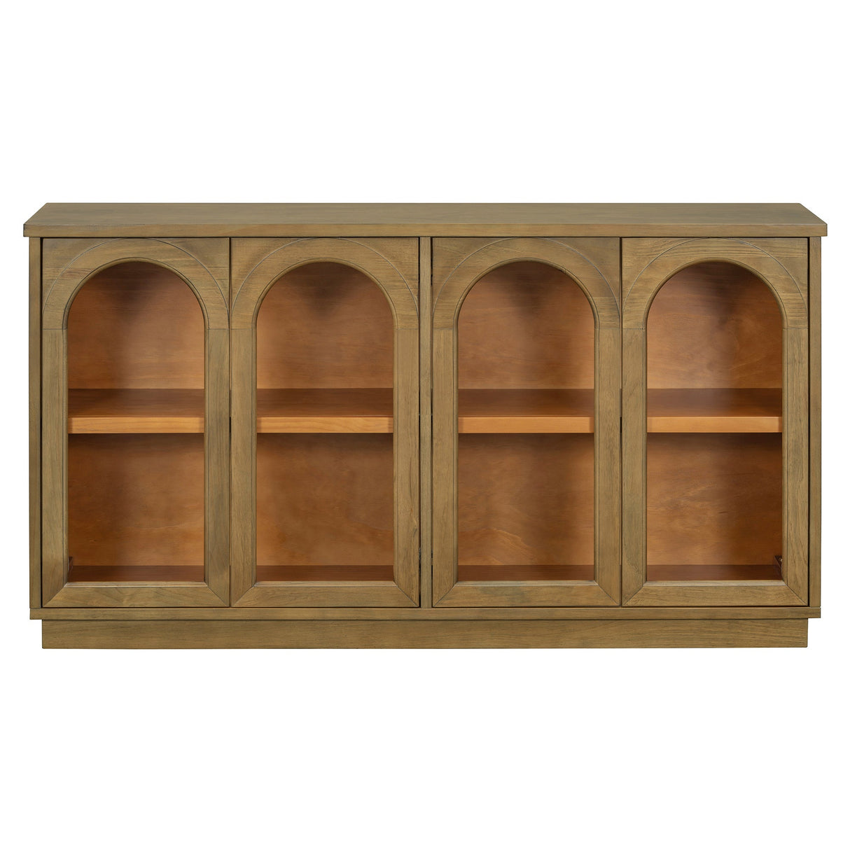 TREXM 4-Door Large Storage Buffet Cabinet with Glass Doors