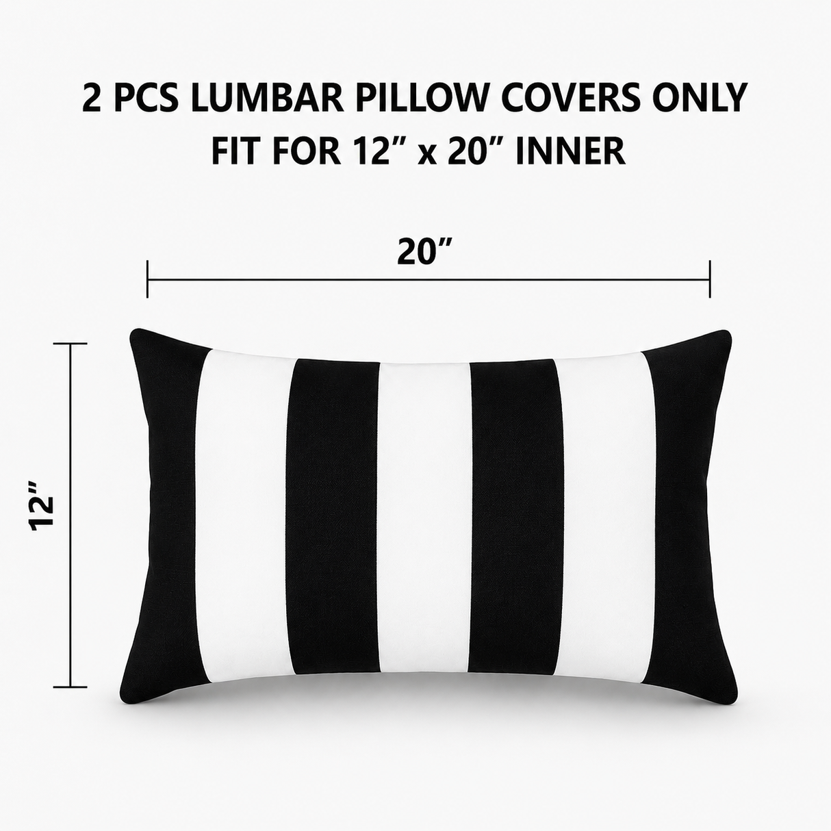 2 Pack Outdoor Lumbar Pillow Covers - 12x20 Inch
