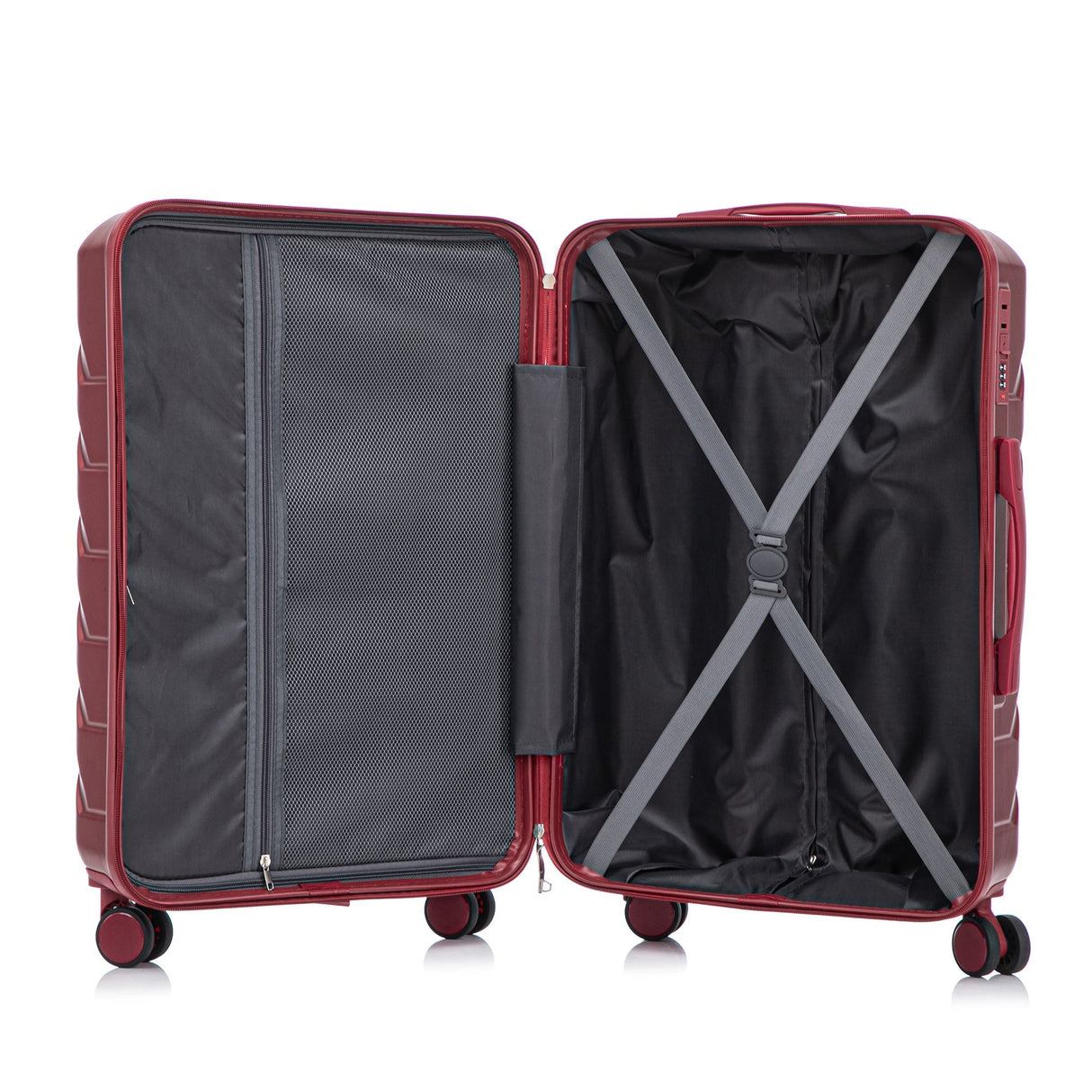 Set 3PCs 20'/24'/28' ABS Spinner Wheel Luggage Wine Red