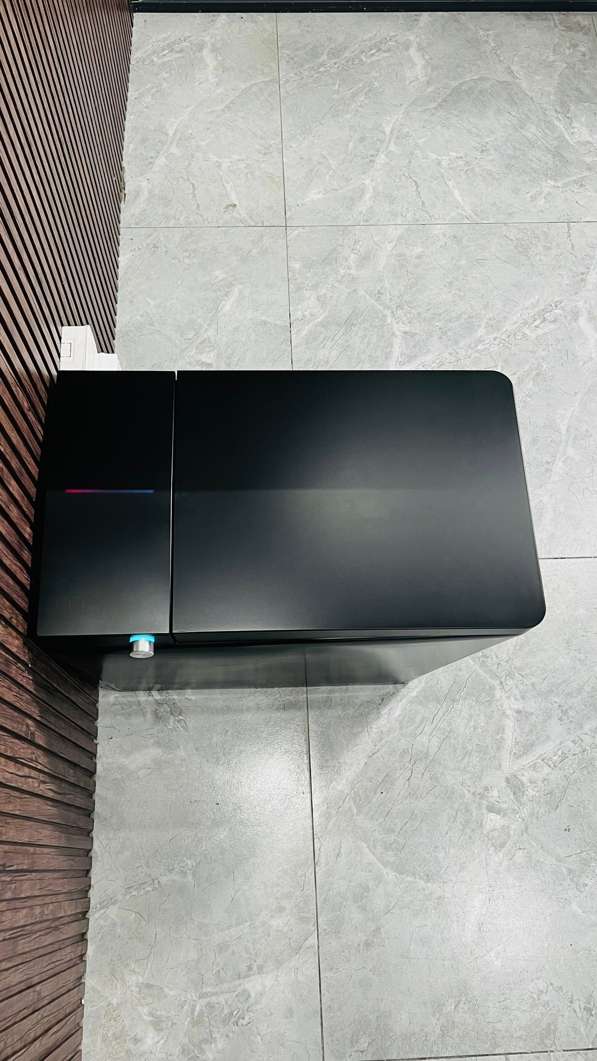 Black Square Smart Toilet with Built-In Tank and Remote Control