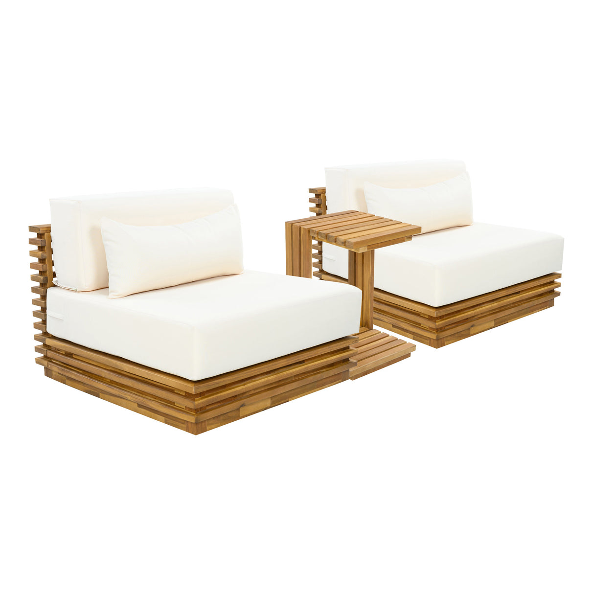 Oversized Outdoor 3-Piece Chat Set with Two Club Chairs and Side Table