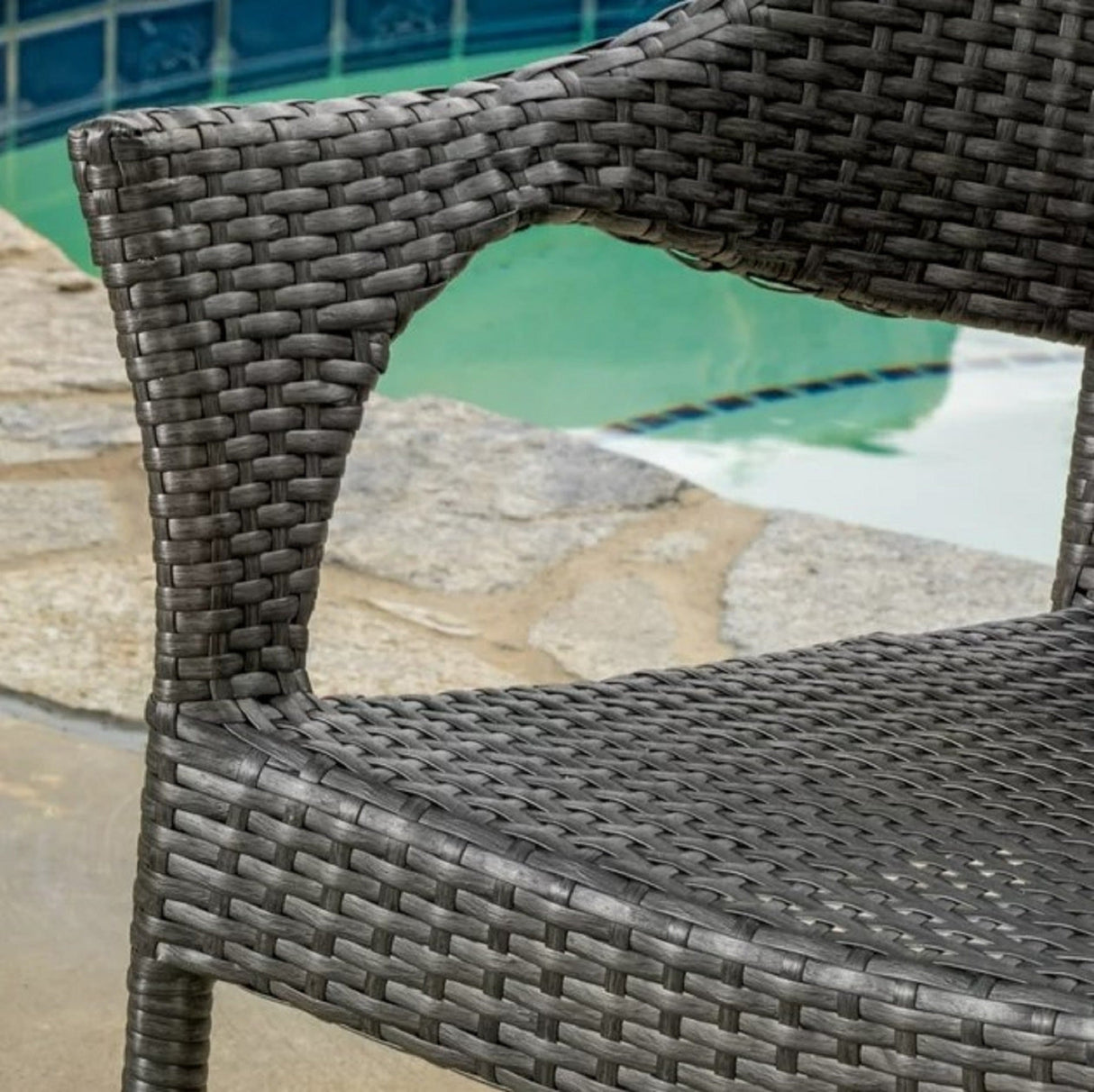 Mirage Grey PE Wicker Stacking Armchair, 4 Pieces