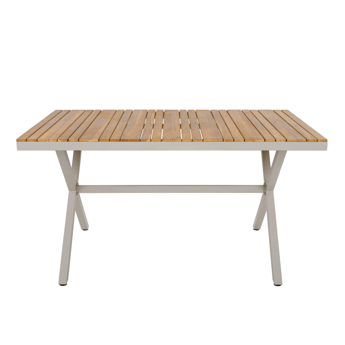 Teak Wood Top Outdoor Table with Steel Frame