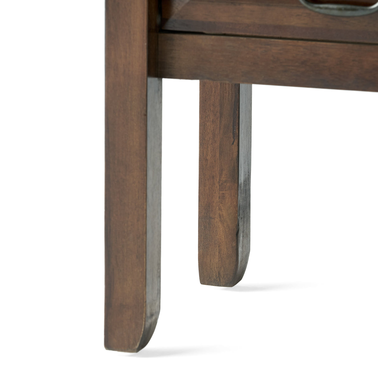 End Table in Brown Acacia Wood with Drawers