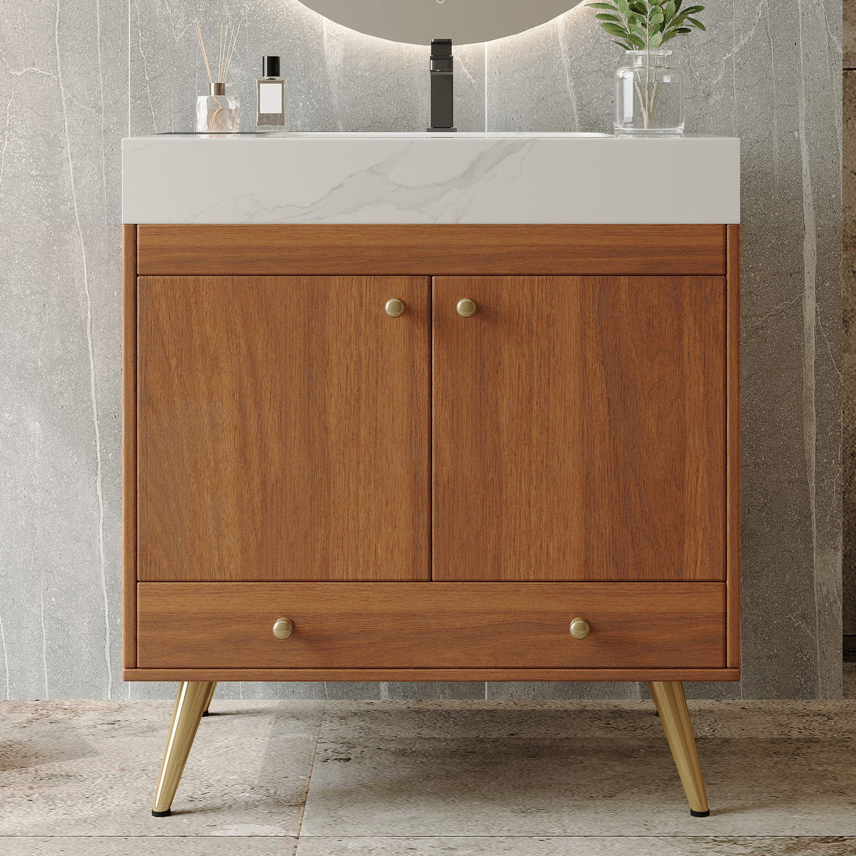 Mid-Century Free-Standing Bathroom Vanity